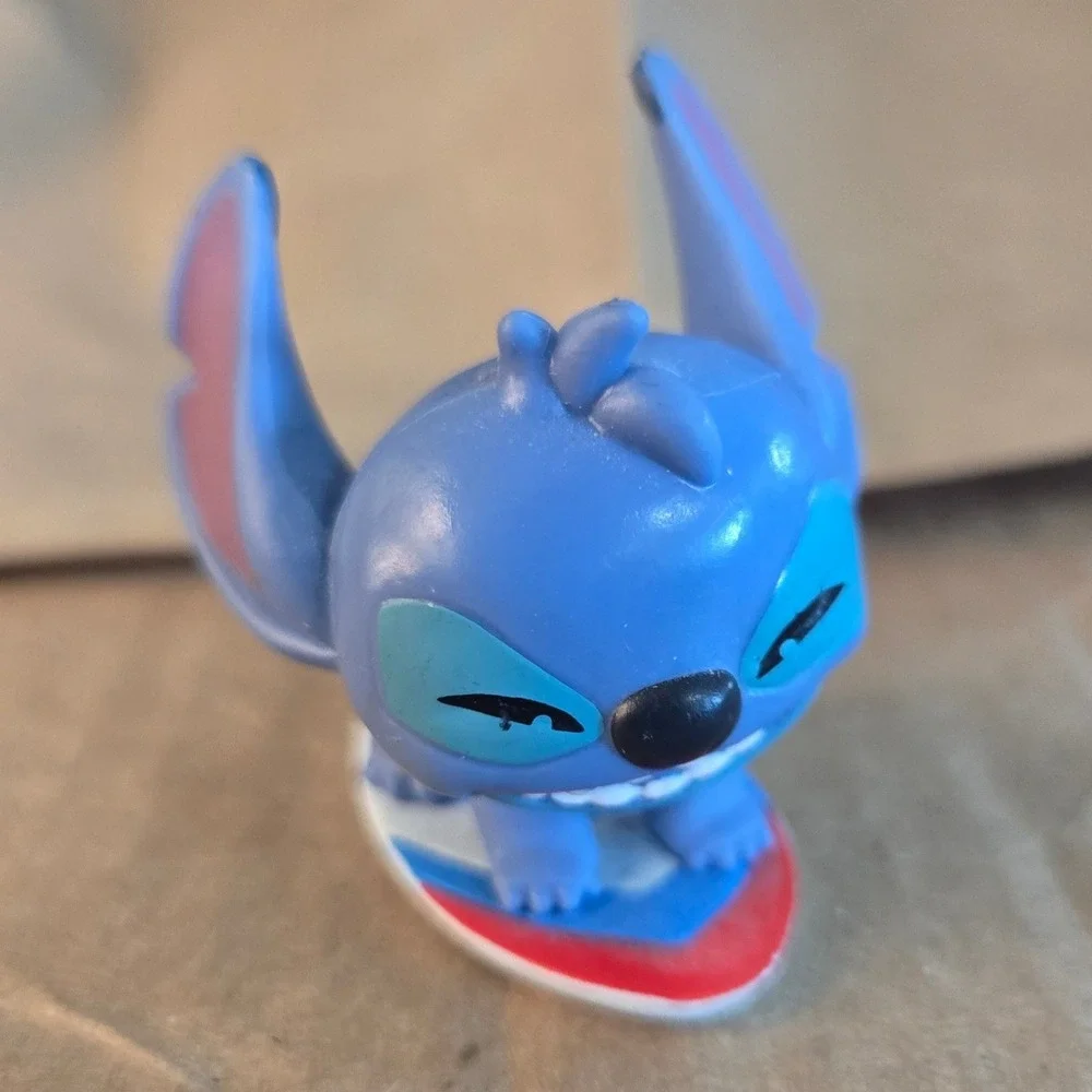 Disney Lilo and Stitch Surfing Mini Figure Blue PVC Collectible Toy Winking